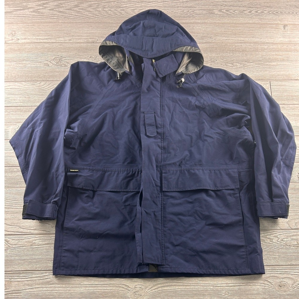 Vintage Gore-Tex Parka Jacket Mens Large Regular Navy Blue Hooded Made in USA